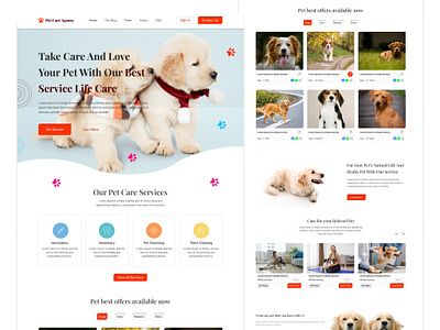 "Furry Friend UX: Navigating Pet Services with Style" branding concept design dog care dog grooming dog health graphic design landing minimal pet care pet care website pet cleaning pet food petfood startup ui ux vet service website website design
