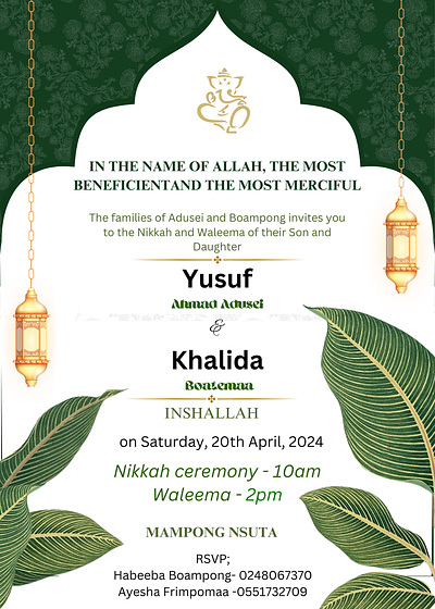 Islamic Wedding Invitation branding graphic design