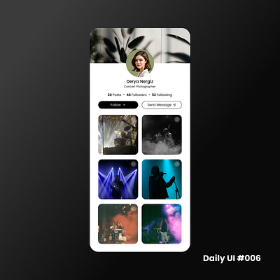 User Profile - Photoly App appdesign dailyui socialmediadesign uidesign userprofile