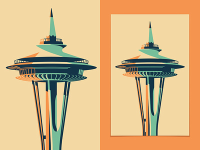 DKNG is Seattle Bound! dan kuhlken design dkng dkng studios geometric illustration nathan goldman pencil poster seattle space needle vector