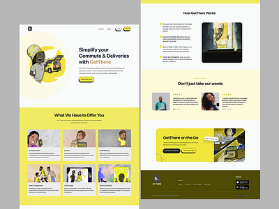 Geth There Landing Page design 3d animation app black branding car design figma game graphic design jamaica landing landing page logo motion graphics transport transportation ui ux yellow