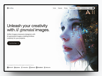 Artifex AI - Website Design ai branding design generative ai graphic design image generation landing page saas ui web design website