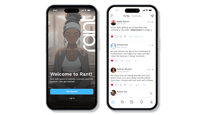 Rant- A Mental Health Expression Platform app branding design figma illustration instagram logo mentalhealth twitter ui ux