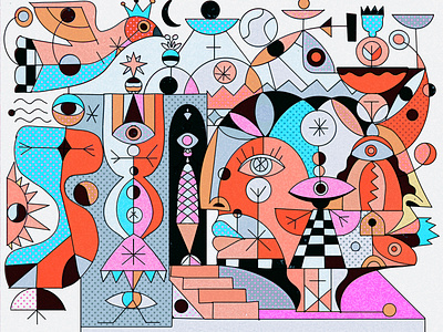 cubisme drawing art artwork cubisme design draw eyes geometric graphic graphic design illustration ipad miro paris picasso procreate psychedelic shapes vector yoaz