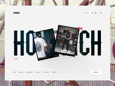 Hoodrich Landing Page UI brand clean design ecommerce fashion hero hoodrich interaction interface landing minimal motion page product store ui ux web web design