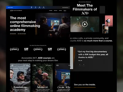 Art of Documentary Website Design artofdocumentary course creative direction dark ui design system documentary ecommerce home landing module redesign shopify ui ux web website