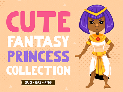Cute Fantasy Set Princess cartoon character clipart cute design element fantasy girl illustration people princess queen vector