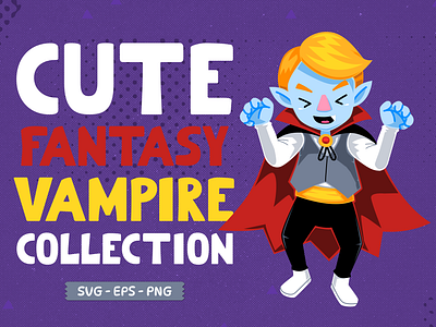 Cute Fantasy Set Vampire cartoon character clipart cute design dracula element fantasy illustration people vampire vector