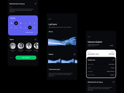 Patient Chart activity chart dark mode doctor injury ios medical app medicine medtech patient
