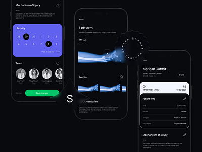 Patient Chart activity chart dark mode doctor injury ios medical app medicine medtech patient