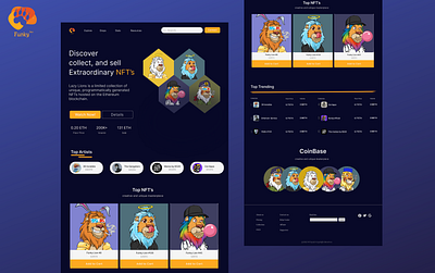 Funkey lion branding design figma funkey lion landing page nft ui ux web website design