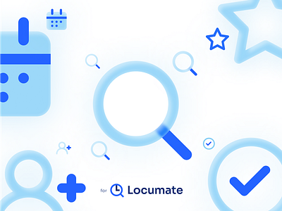 Locumate | Glassmorphism Icons 3d adobe suite blue brand identity branding design glass glassmorphism graphic design icon icons illustration minimalistic modern rounded ui