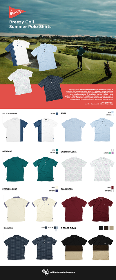 Breezy Golf Summer Polo Shirts apparel athletic branding golf graphic design pattern polo shirt shirt summer