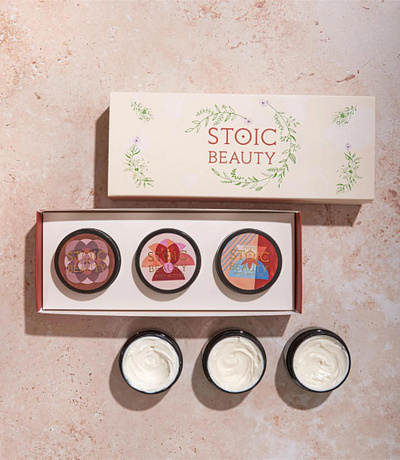 Custom Holiday Box Design - Stoic Beauty art brand identity branding cosmetics design graphic design illustration packaging packaging design photography product design skincare