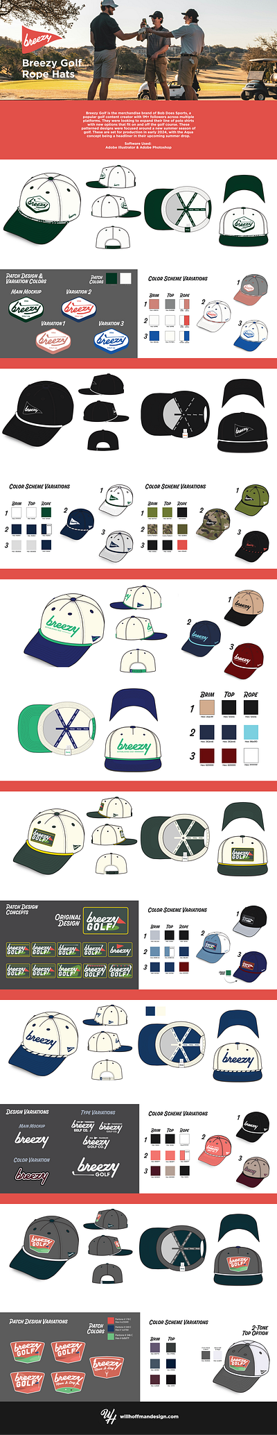 Breezy Golf Rope Hats apparel athletic branding emblem golf graphic design hat design hats merch patch typography