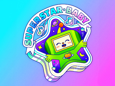Superstar Baby colorful cosmic cosmos design fan art flat galaxy holographic icon illustration illustrator katamari katamari damacy prince rainbow space texture vector y2k y2k aesthetic