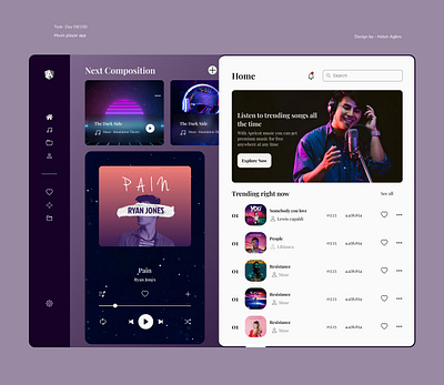 Web music player app dashboard music player ui user experience ux ux design visual design web app