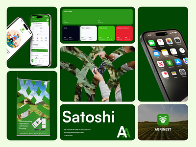 Agrinest - Smart Farming Solutions Brand app bento bento grid brand brand identity branding design graphic design logo mobile app saas visual exploration