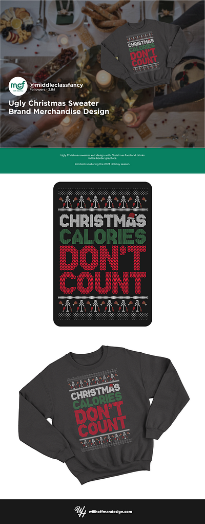 Custom Ugly Christmas Sweater Design - @middleclassfancy apparel branding christmas graphic design hoodie merch pullover shirt ugly sweater