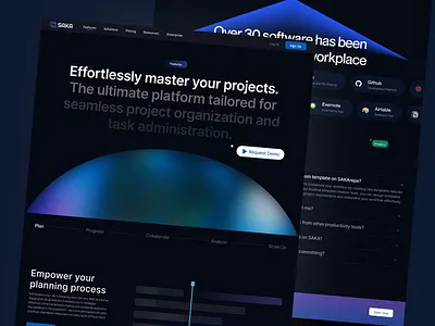 Task Manager (SaaS) - Feature Page black clean dark mode design desktop gradient landing page minimalist modern project management saas task management ui ux website