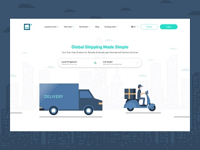 Modern Domestic and International Shipping Web UI Design delivery web design express delivery freelance designer global shipping homepage design homepage web design international shipping landing page design logistic services logistic web design minimalist web design package tracking same day delivery service design shipping web design shipping website ui design ui design web design web ui design website design