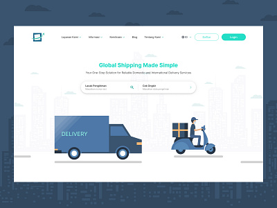 Modern Domestic and International Shipping Web UI Design cargo logistics courier services delivery ui design express delivery freight forwarding global shipping hero section design international shipping landing page design logistic web design logistics solutions minimalist design package tracking same day delivery shipping companies shipping quotes shipping rate design shipping services shipping web design tracking delivery ui design