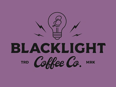 Black Light Coffee Co. Wordmark blacklight branding coffee design graphic design identity illustration lightbulb lightning logo mark wordmark