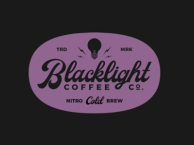 Black Light Coffee Co. Nitro Badge blacklight branding coffee design graphic design identity illustration lightbulb lightning logo mark
