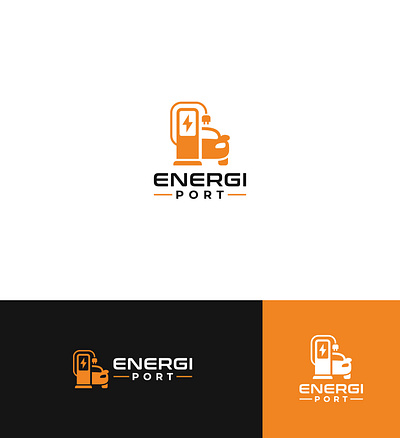 Logo For EV Charging Station Company. Energi Port battery branding car charging dock electric energy ev logo power vehicles