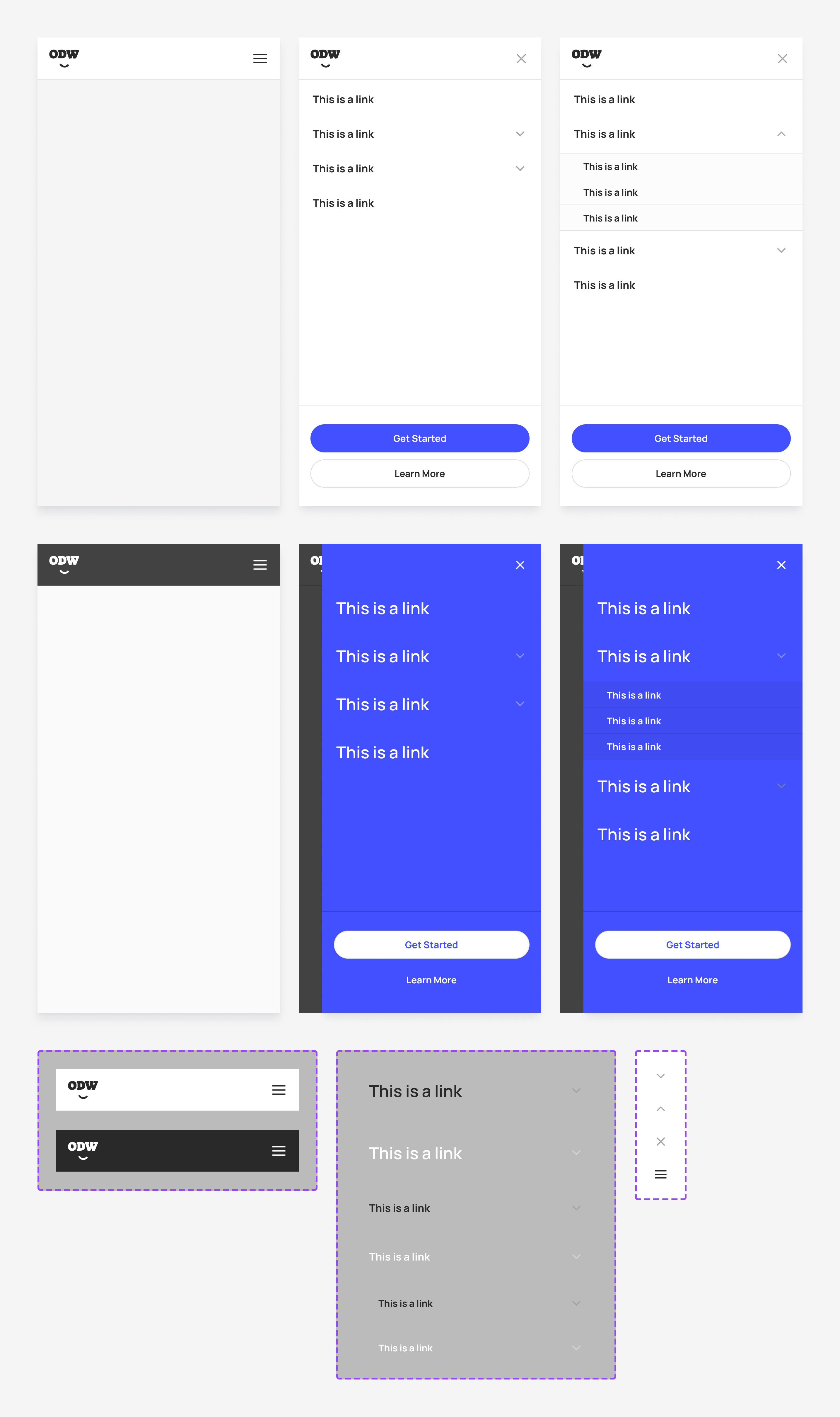 Mobile Navigation UI from Component Collector component design figma menu mobile navigation odw ui