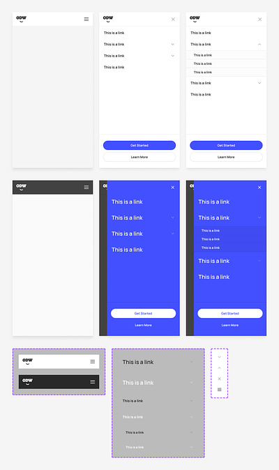 Mobile Navigation UI from Component Collector component design figma menu mobile navigation odw ui