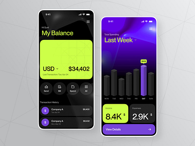 Financial App app app ui dark design finance mobile mobile ui ui wallet