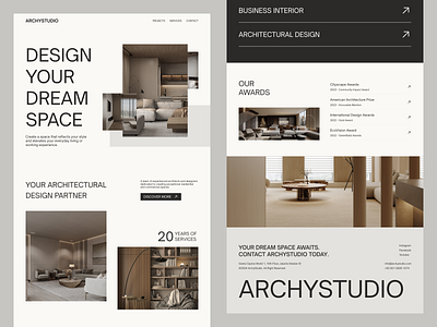ARCHYSTUDIO - Architecture and Design Interior agency architecture big typography building business clean design flat gallery interior landing page layout minimalist residential studio swiss style ui ux web website