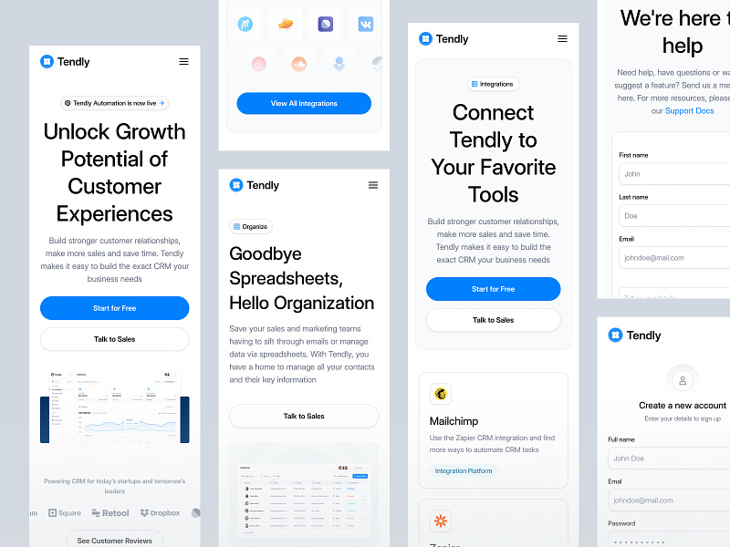 Tendly - CRM Website clean crm dashboard design landing page responsive design saas ui uidesign ux uxdesign uxerflow web web app web design website design