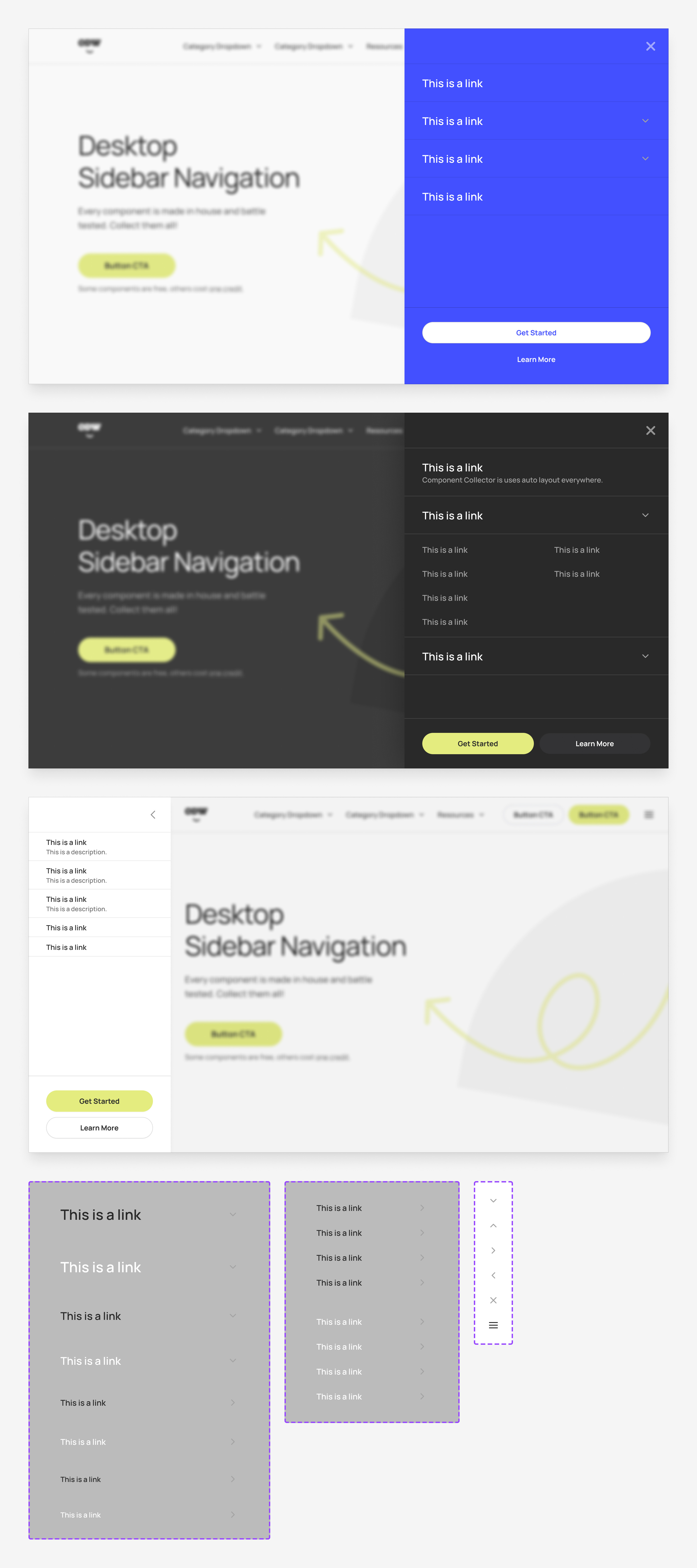 Website Sidebar Navigation UI from Component Collector component design figma menu navigation odw sidebar ui