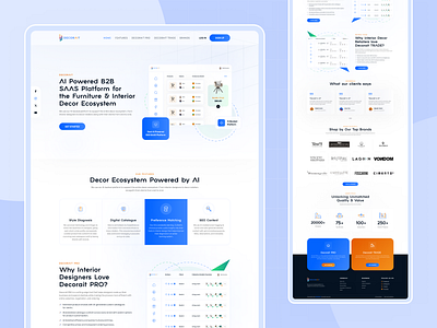 AI Powered B2B SAAS Platform for the Furniture & Interior Decor b2b cleanui dashboardlandingpage gradient landingpage modern product rasik.uix saas sundaygrind ui ux