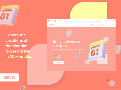 MEVEL - Blender 3D Modules Site. 3d blender branding design graphic design icons logo modules ui website website design