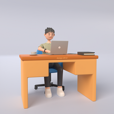 Office work man 3D Illustration 3dcharacter 3dicon 3dillustration icon3d illustration