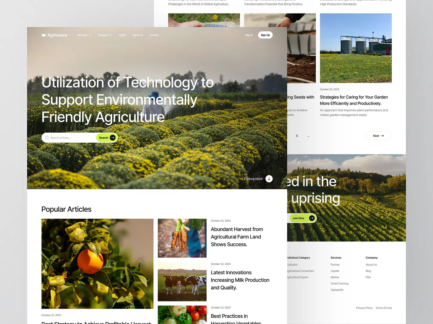 Innovative Food Blog Website Design for Sustainable Agriculture