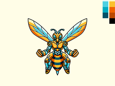Tawon Madu Mascot bee branding graphic design illustration logo maskot robotic