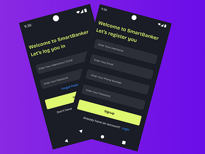 Smart Banker App android design app design banking app branding creative design daily ui design inspiration digital design dribbble shot figma financial app graphic design mobile app mobile design sign up screen sketch ui user experience ux visual design