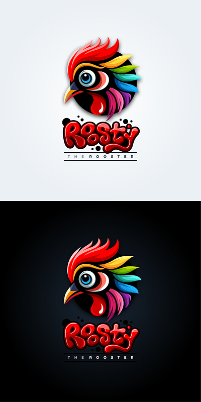 Rooster Logo branding design graphic design illustration logo logo design modern playful rooster