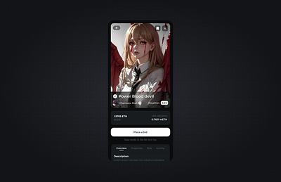 NFT Marketplace phone version anime app crypto design digital art mobile mobile interface nft ui ux