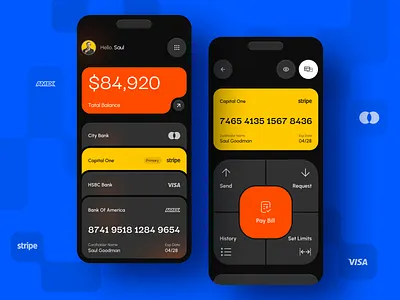 PaySaf ~ A Fintech Mobile App Redefining Credit Card Management! app bank banking credit card credit card app darkmodedesign design digitalwallet finance financial app fintech fintechapp ios app mobile app mobile app screens mobileui onlinebanking payment ui ui design