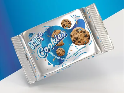 Cookie foil flow pack design and 3D visualization 3d blue cinema 4d cookie design flow pack foil food metal packaging pouch redshift visualization