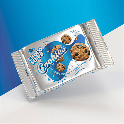 Cookie foil flow pack design and 3D visualization 3d blue cinema 4d cookie design flow pack foil food metal packaging pouch redshift visualization