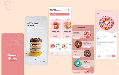 Donuts Store - App Design animation app app design application branding chocolate design donuts food graphic design illustration logo motion graphics socialmedia typography ui ux vector website