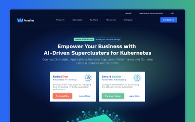 KubeSlice: Kubernetes Automation ai autmation blue branding design desktop graphic design green illustration kubernetes logo minimal neon ui uidesign web website