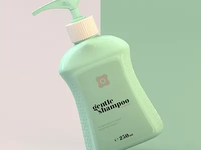 Shampoo bottle label design and 3D visualization 3d branding cinema 4d cosmetics design green label packaging product pump realistic redshift render shampoo visualization