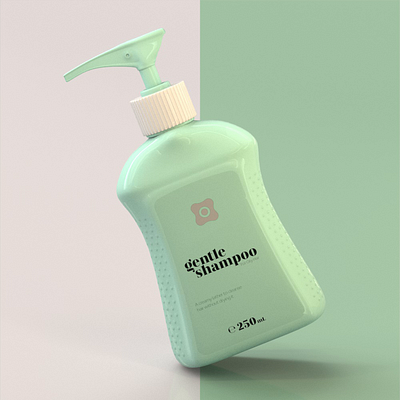 Shampoo bottle label design and 3D visualization 3d branding cinema 4d cosmetics design green label packaging product pump realistic redshift render shampoo visualization